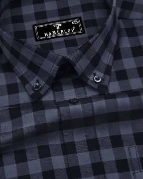 Admont Black With Gray Twill Check Premium Cotton Shirt