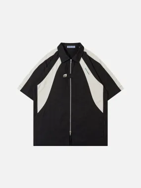 Aelfric Eden Colorblock Zipper Racing Short Sleeve Shirt