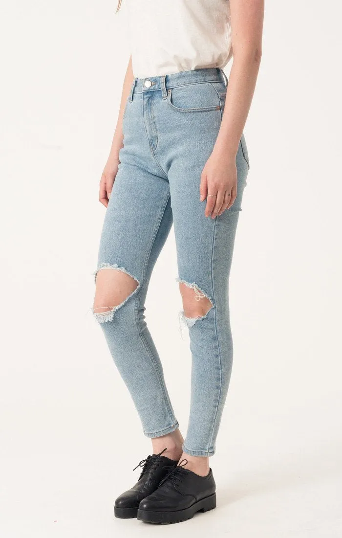 Afends Womens Beat Zeppelins Stone Blue - High Waist Skinny Jeans