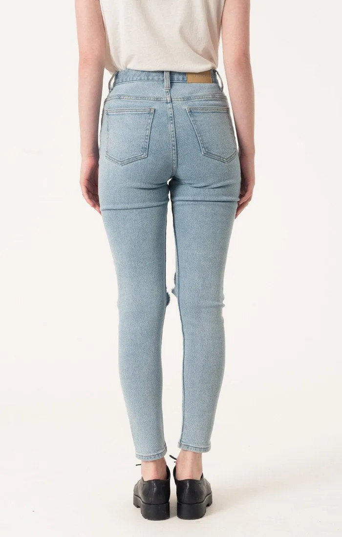 Afends Womens Beat Zeppelins Stone Blue - High Waist Skinny Jeans