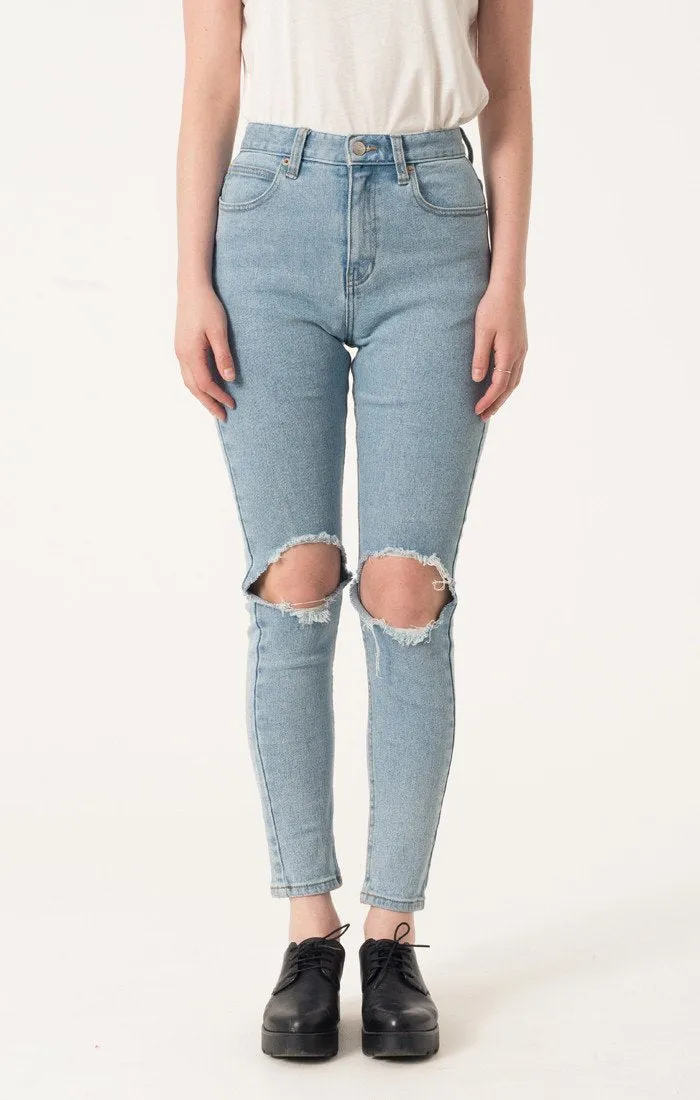 Afends Womens Beat Zeppelins Stone Blue - High Waist Skinny Jeans