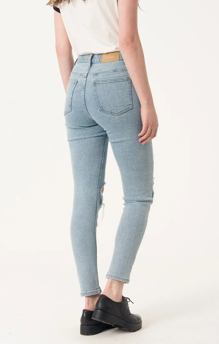 Afends Womens Beat Zeppelins Stone Blue - High Waist Skinny Jeans