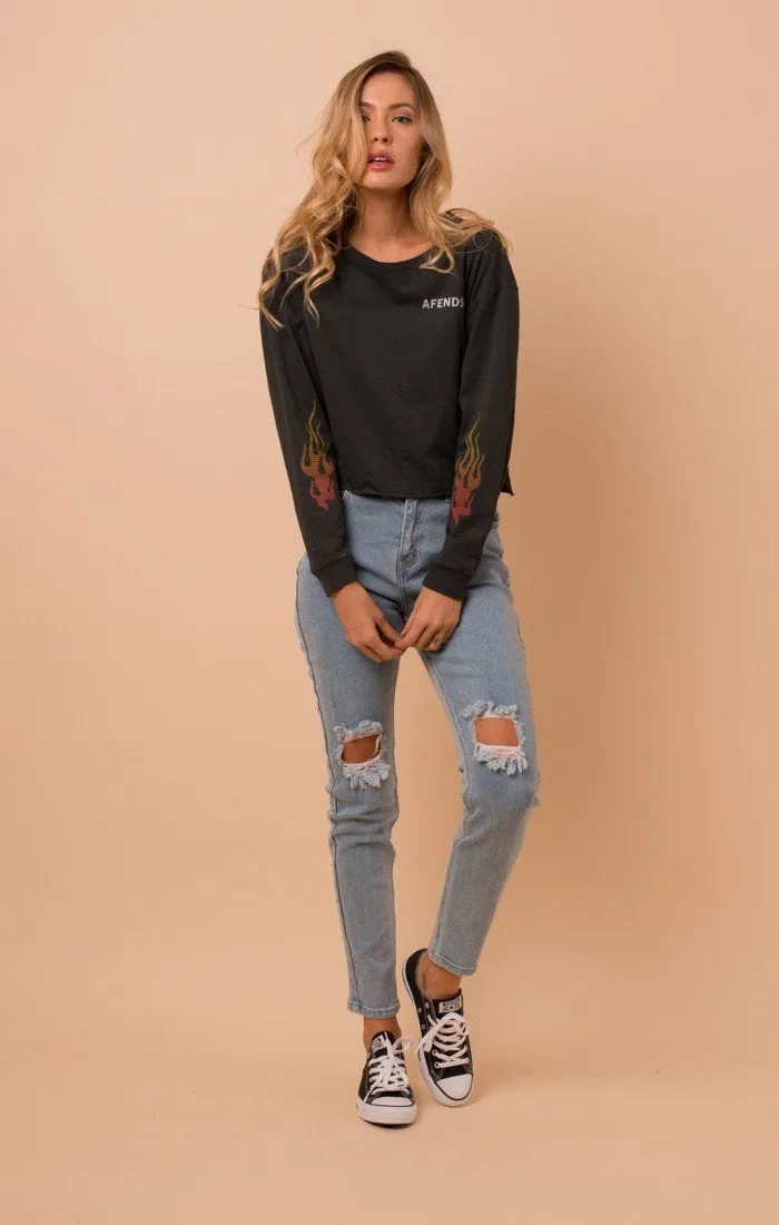 Afends Womens Beat Zeppelins Stone Blue - High Waist Skinny Jeans