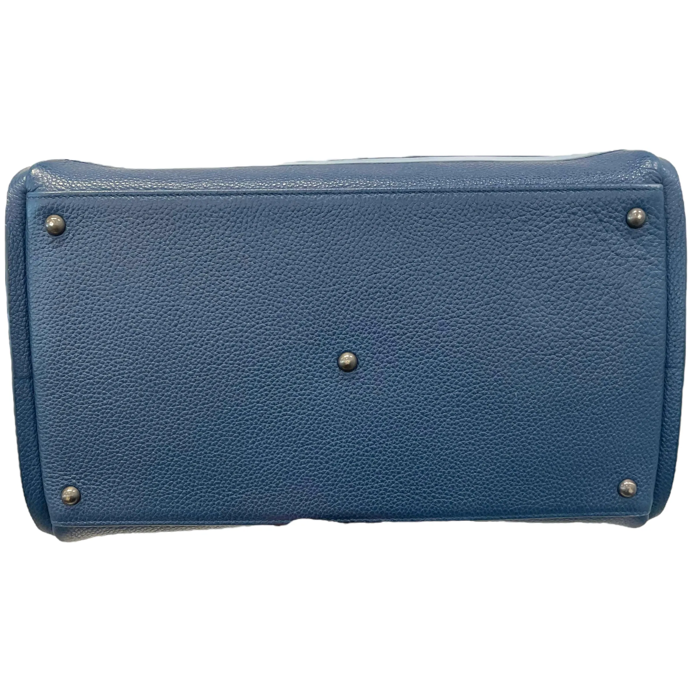 AKRIS/Tote Bag/Stripe/Leather/BLU/Pacific Pale Sky Alex