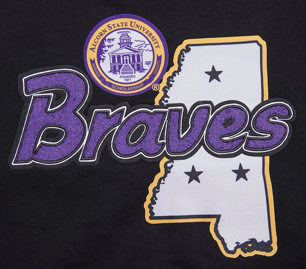 ALCORN STATE UNIVERSITY HOMECOMING RIB FLC CROPPED PO HOODIE (BLACK/PURPLE)