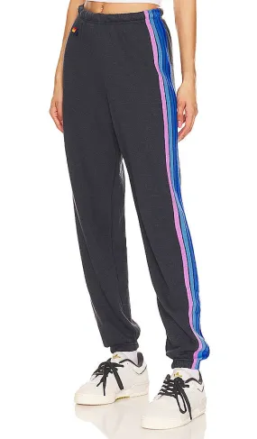Aviator Nation 5 Stripe Sweatpant in Charcoal