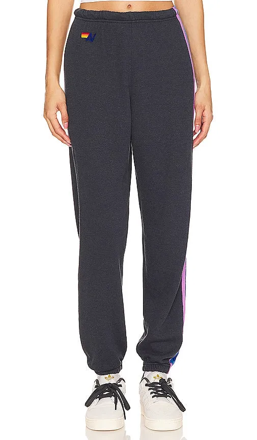 Aviator Nation 5 Stripe Sweatpant in Charcoal