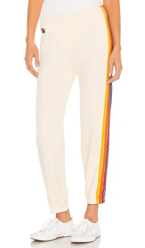 Aviator Nation 5 Stripe Sweatpant in Ivory