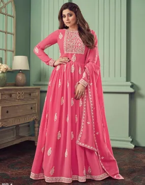 Baby Pink Anarkali style Suits Real Georgette
