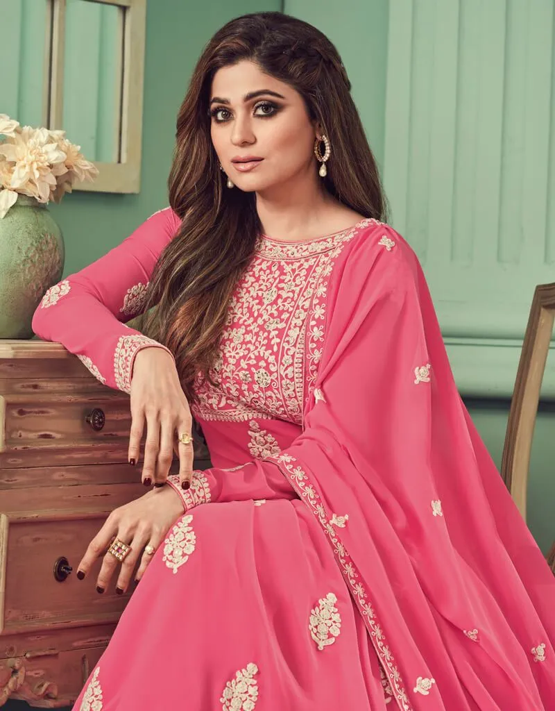 Baby Pink Anarkali style Suits Real Georgette
