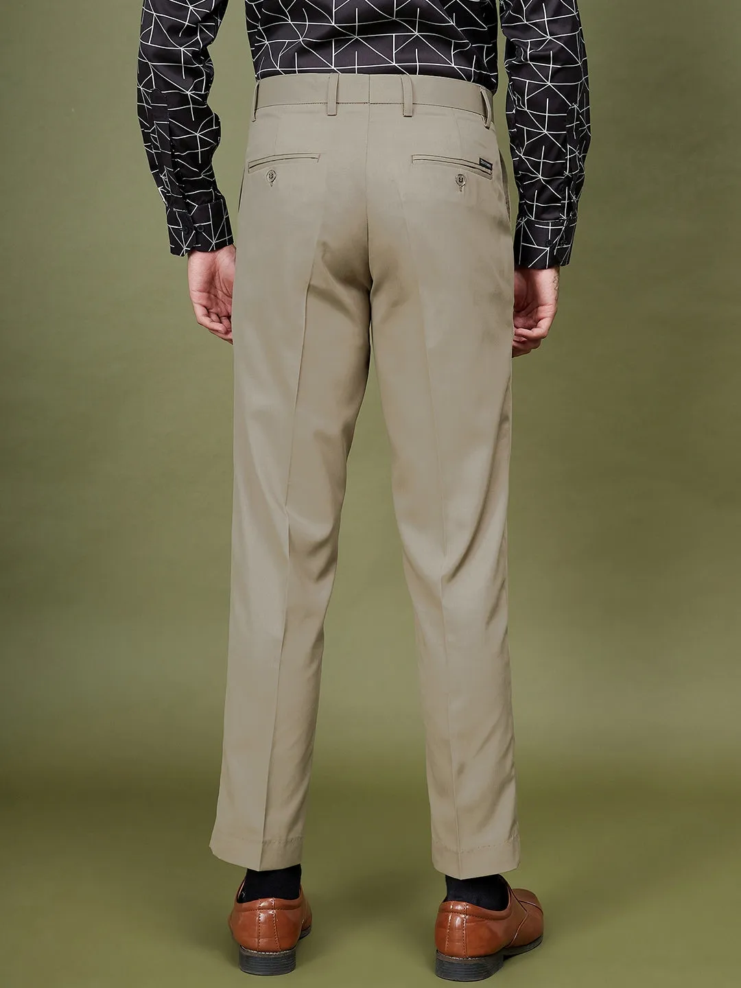 Beige Formal Trousers