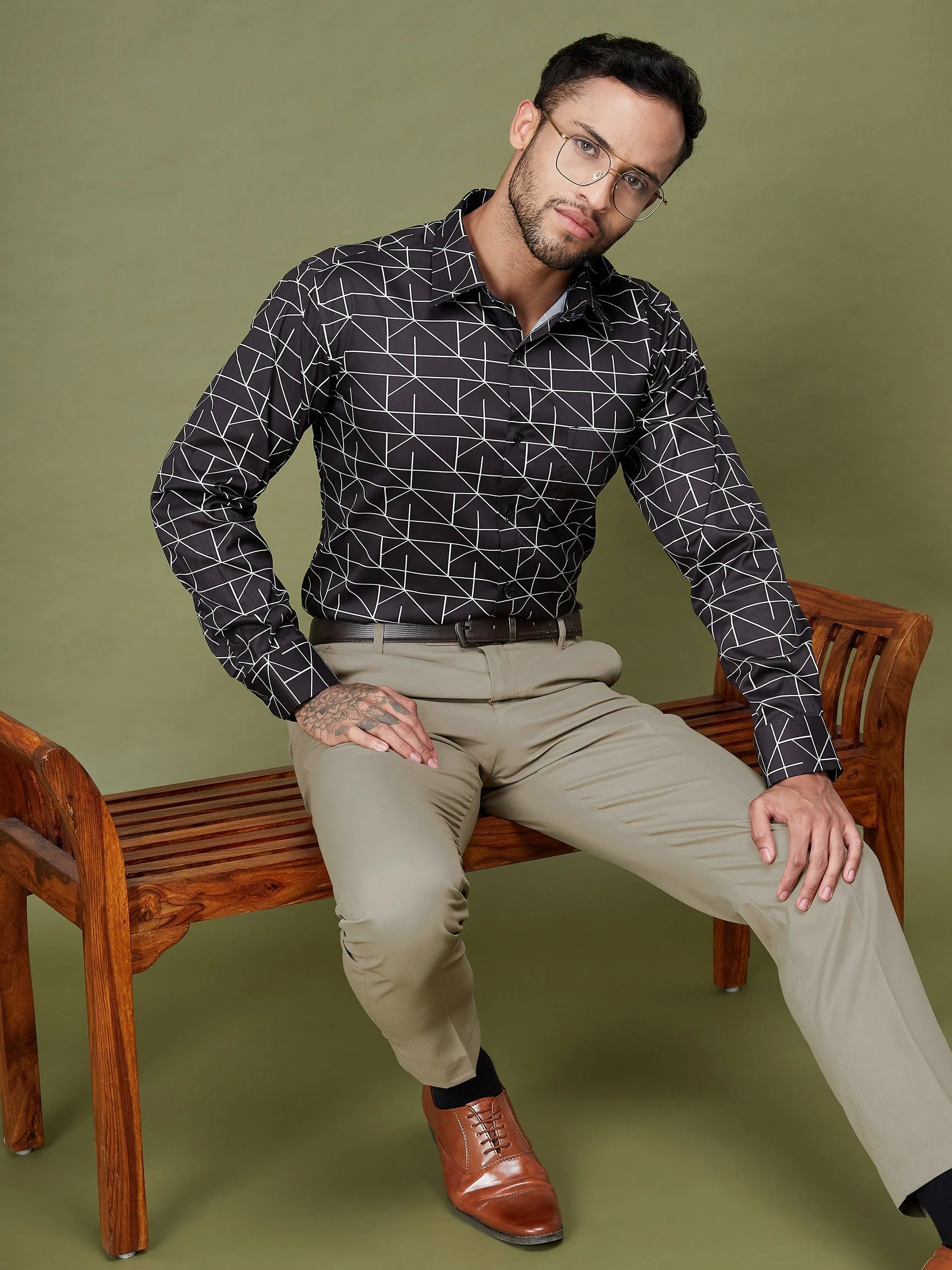 Beige Formal Trousers