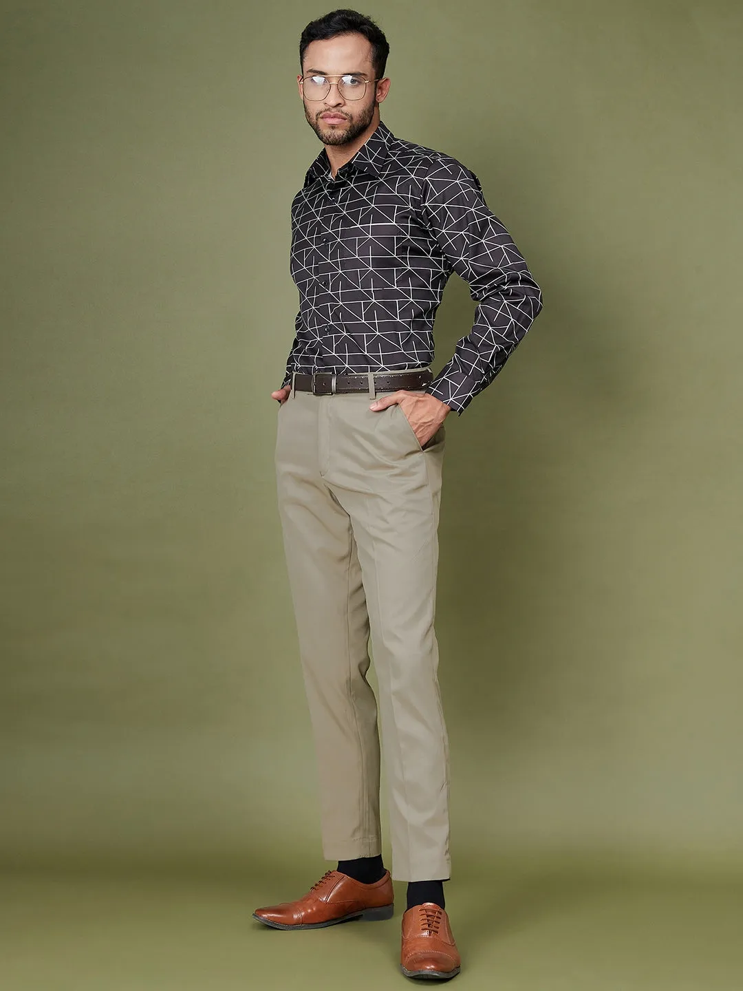 Beige Formal Trousers