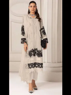 Beige Georgette Trendy Designer Semi-Stitched Pant Suit With Prittified Embroidery Work