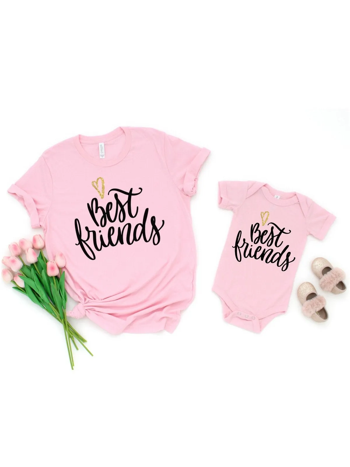 Best Friends Matching Mommy and Me Shirts - Pink