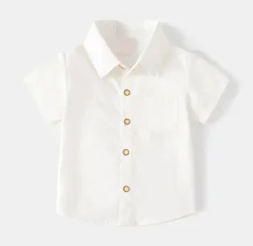 Boys Shirts Solid Toddler Kids Summer Short Sleeve Shirt Clothes Children Tops 4-5 Years 20086675