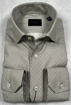Calder Carmel Fog - Luxury Italian Printed Brushed Foulard Sport Shirt