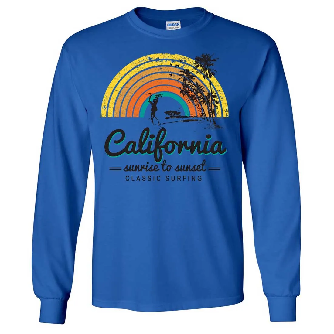 California Classic Sunrise Surfing Long Sleeve Shirt