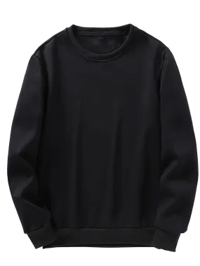 Casual Solid Color Crew Neck Long Sleeve Pullover Sweatshirt