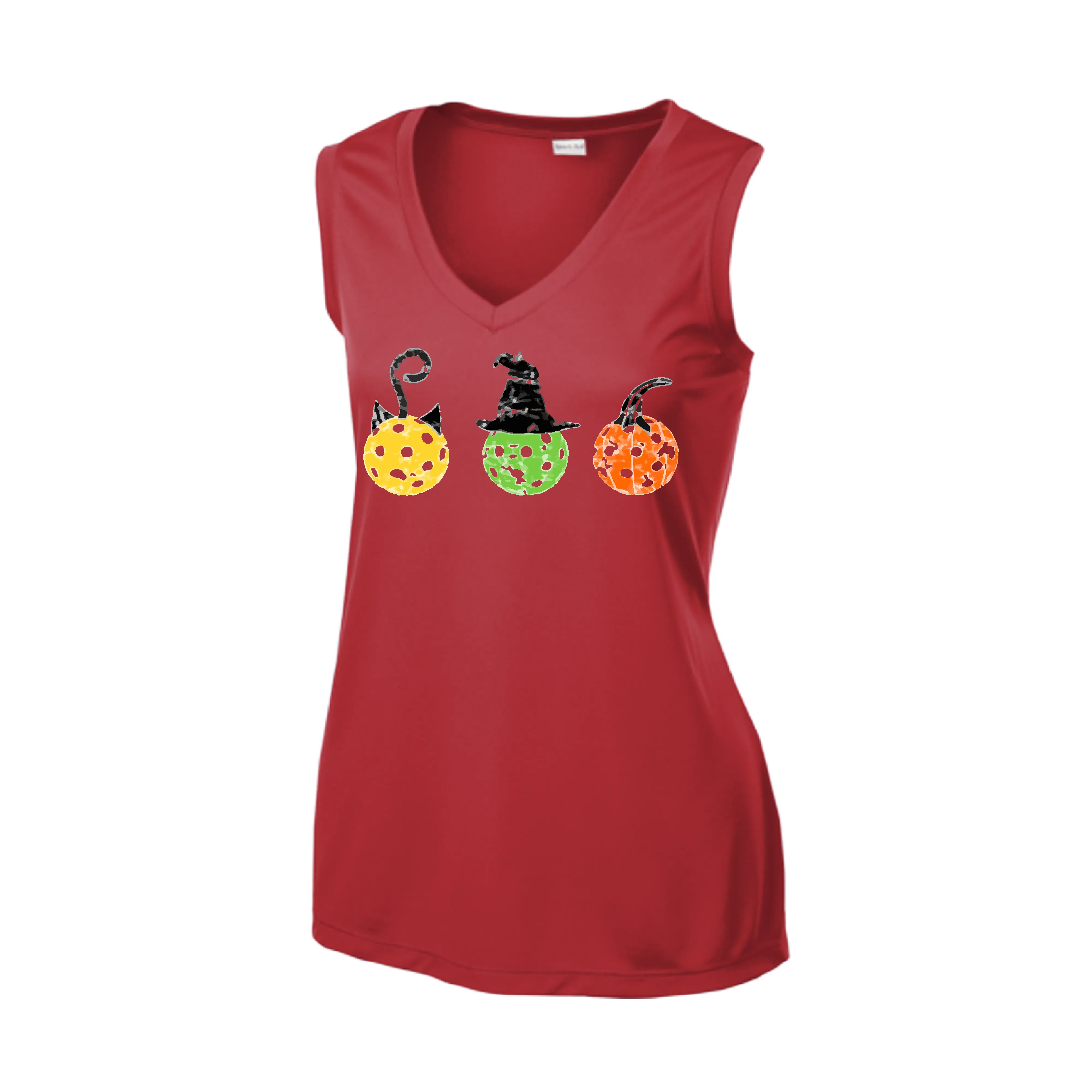 Cat Witch Pumpkin  | Women’s Sleeveless Athletic Shirt | 100% Polyester