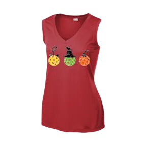 Cat Witch Pumpkin  | Women’s Sleeveless Athletic Shirt | 100% Polyester