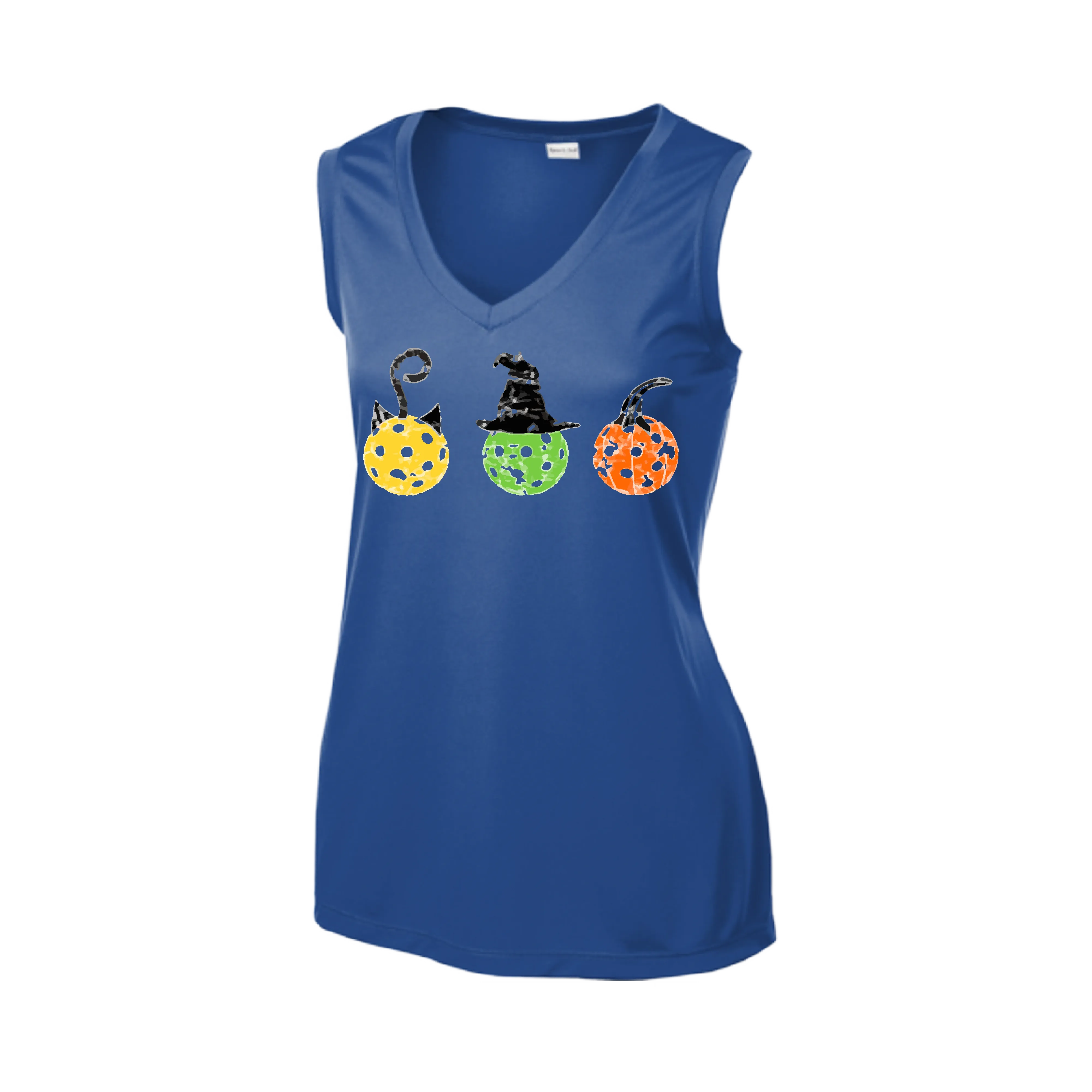 Cat Witch Pumpkin  | Women’s Sleeveless Athletic Shirt | 100% Polyester