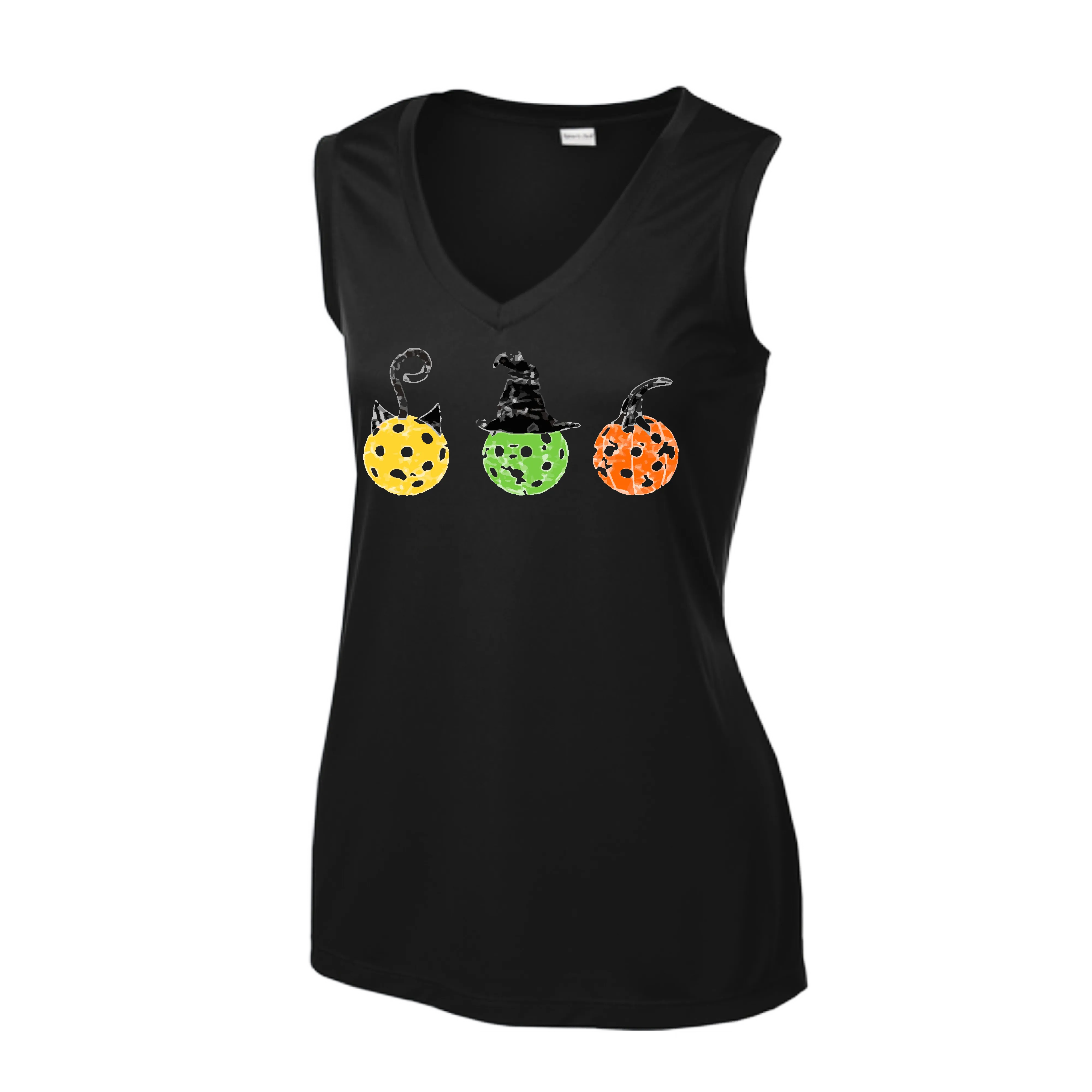 Cat Witch Pumpkin  | Women’s Sleeveless Athletic Shirt | 100% Polyester