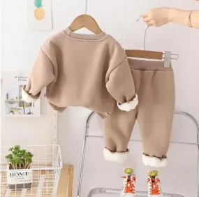 Clothing Sets Baby Boy Bear Pullover Long Sleeve Fleece Sweatshirts Coat and Pants   B651648/8