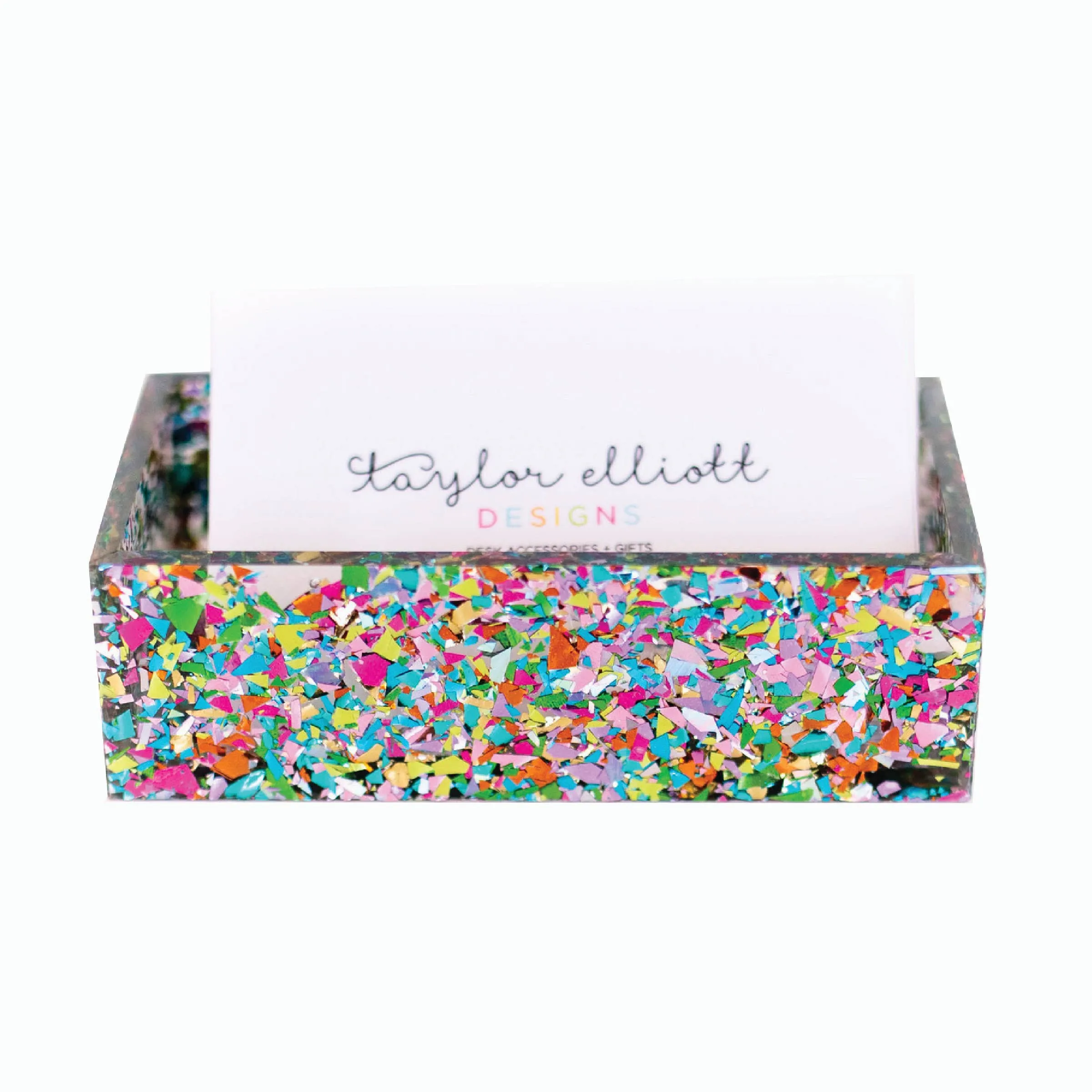 CONFETTI ACRYLIC BUSINESS CARD HOLDER