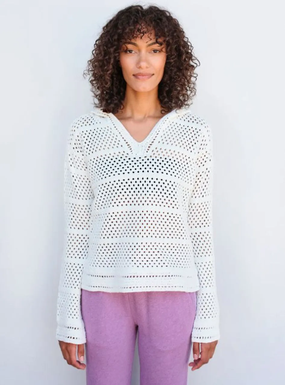 Crochet Beach Hoodie ~ Cream