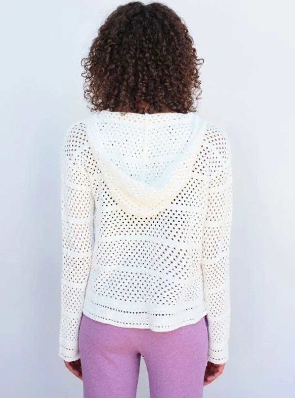 Crochet Beach Hoodie ~ Cream