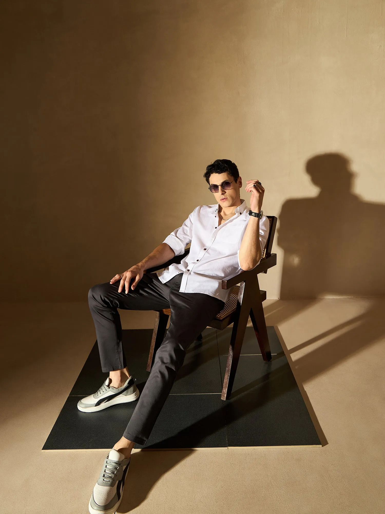Dark Grey Straight Fit Formal Trousers
