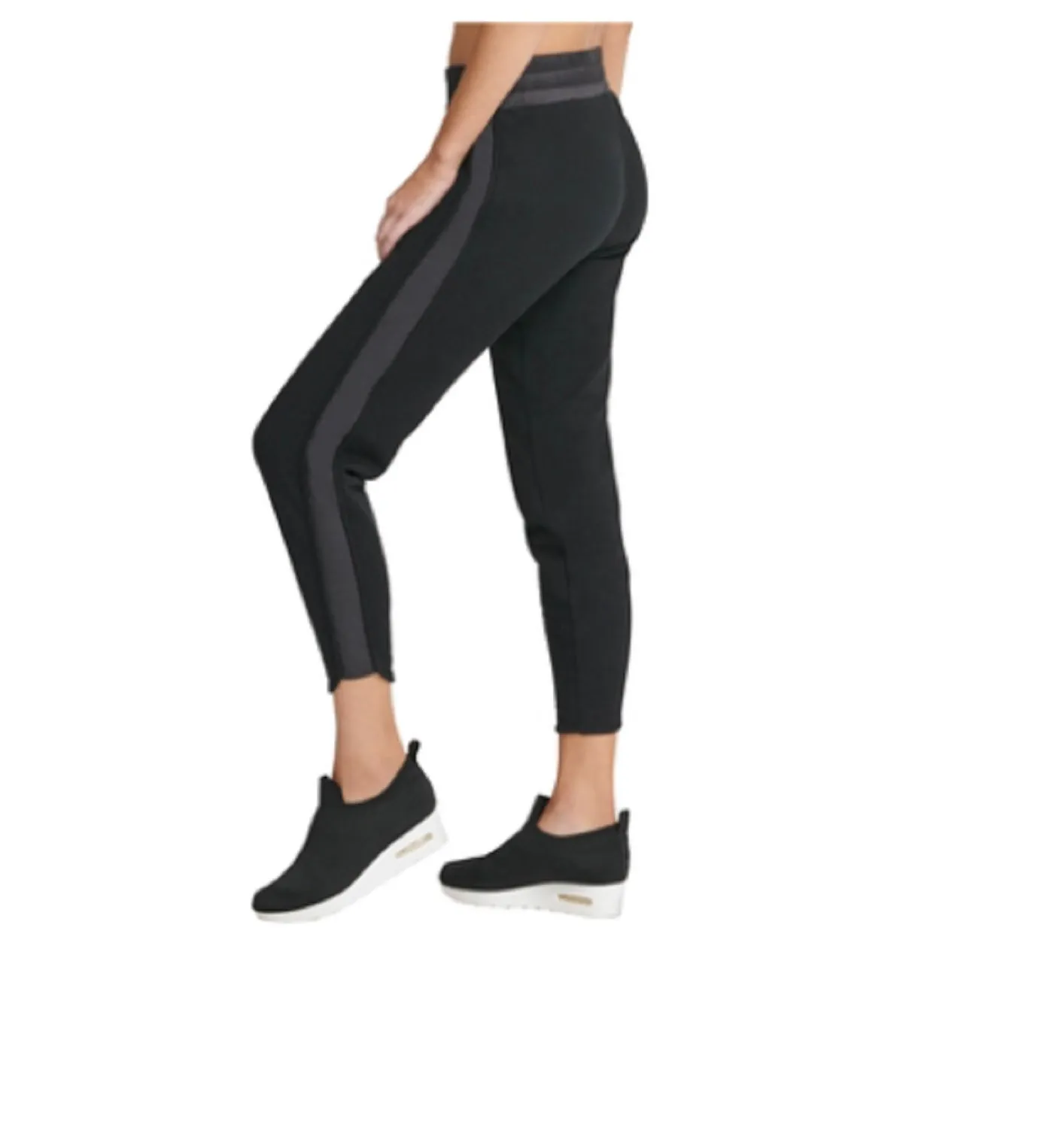 DKNY Women's Relaxed-Leg Ultra-Soft Fleece Panels Joggers, Black, M