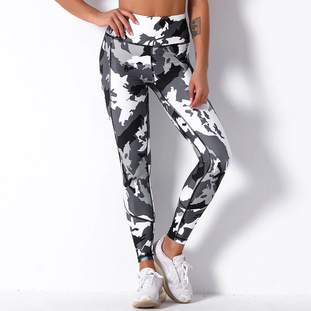 Fashion Sport Pants Women Colorful Digital Print High Waist Push Up Stretch Leggings Workout Outfit Fitness Gym Wear