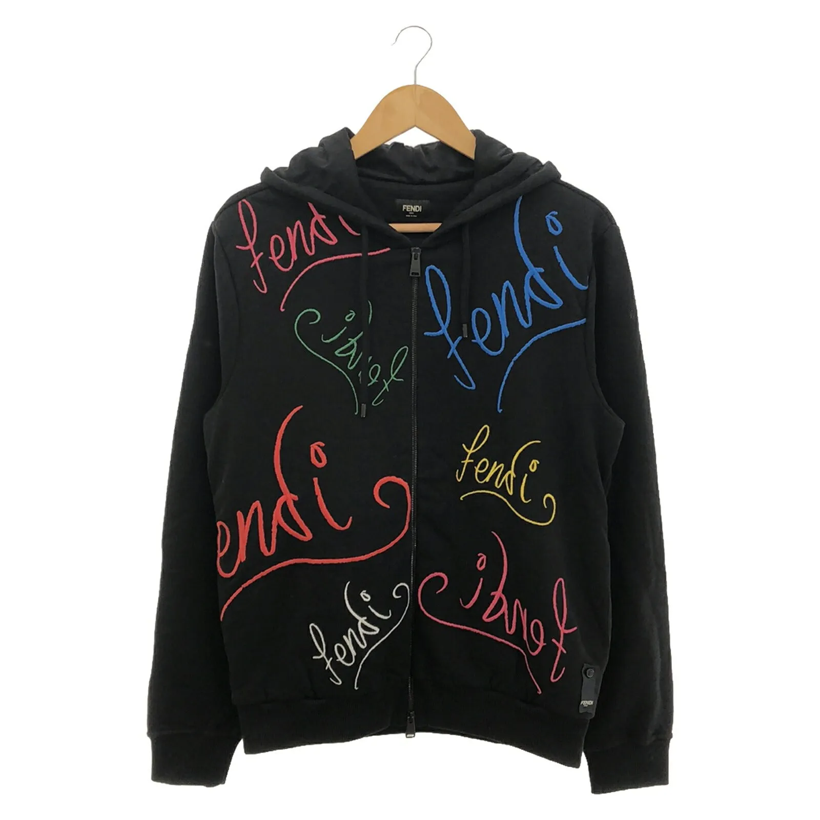 Fendi Cotton Zip-Up Hoodie Black
