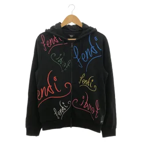 Fendi Cotton Zip-Up Hoodie Black