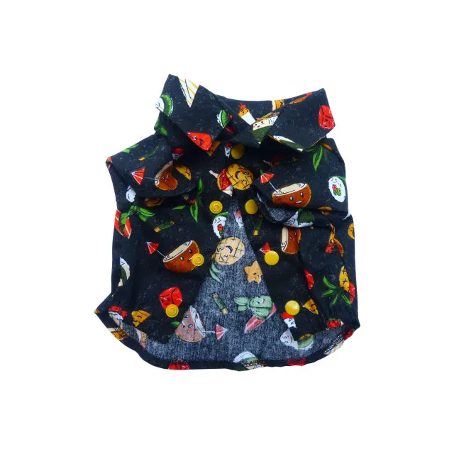 Hawaiian Soul Food Print Pet's Shirt | Red, Black