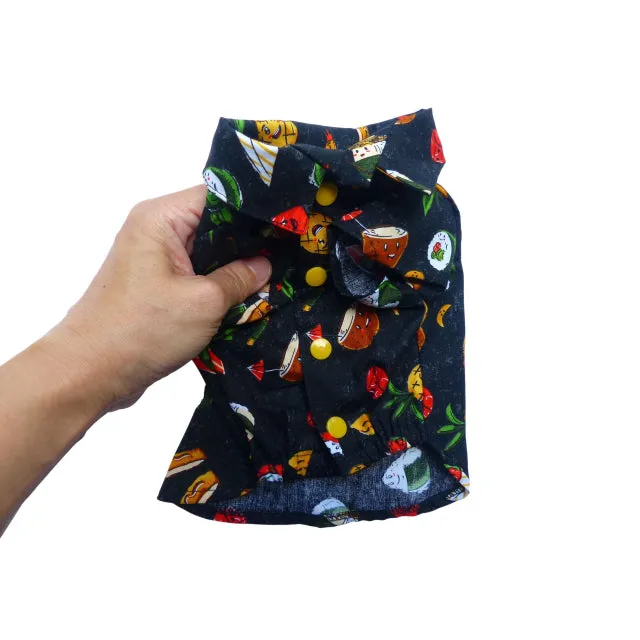 Hawaiian Soul Food Print Pet's Shirt | Red, Black