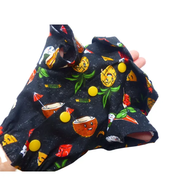 Hawaiian Soul Food Print Pet's Shirt | Red, Black