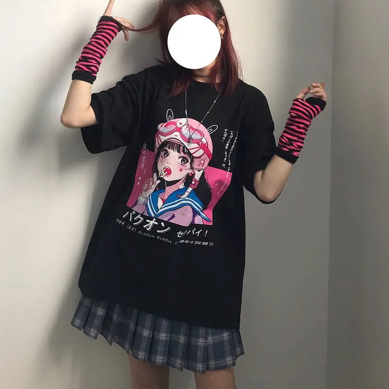 Kawaii Punk Style Black T-shirt