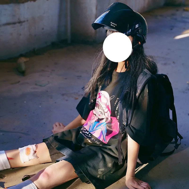 Kawaii Punk Style Black T-shirt