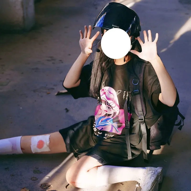 Kawaii Punk Style Black T-shirt