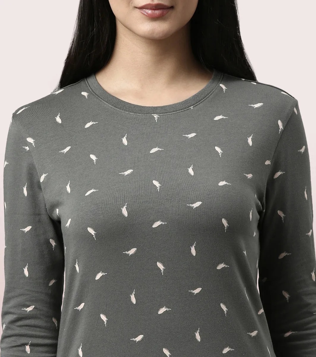 Long Sleeve Basic Crew Tee - Graphics | Crew Neck Basic Stretch Cotton Tee