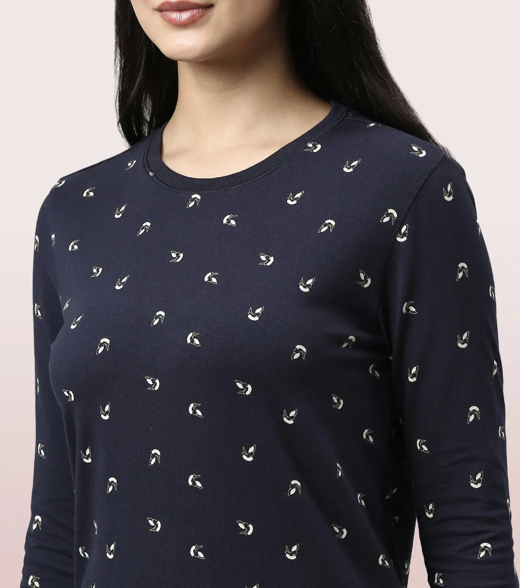 Long Sleeve Basic Crew Tee - Graphics | Crew Neck Basic Stretch Cotton Tee