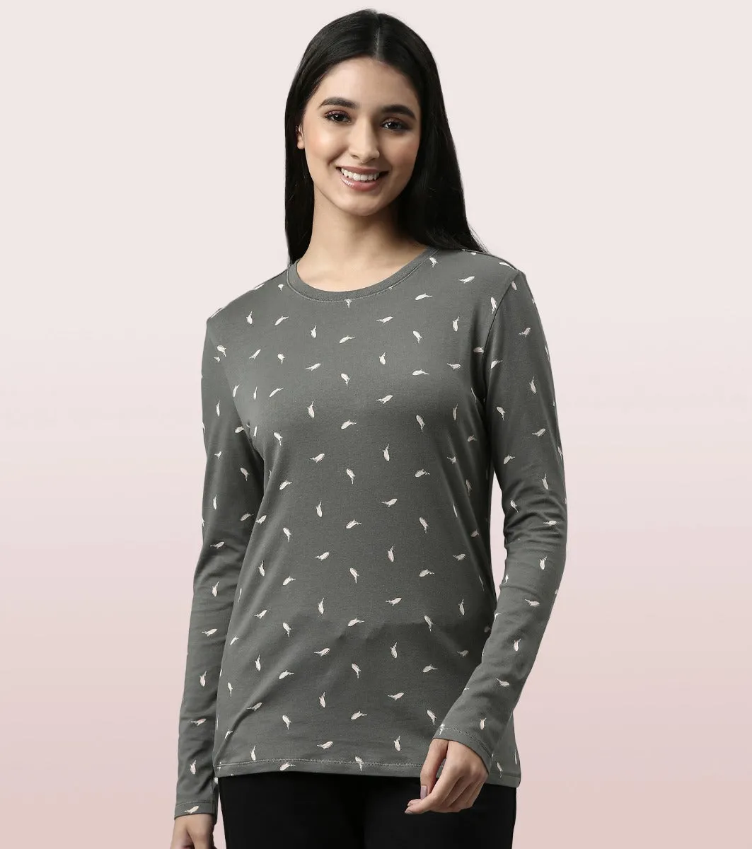 Long Sleeve Basic Crew Tee - Graphics | Crew Neck Basic Stretch Cotton Tee