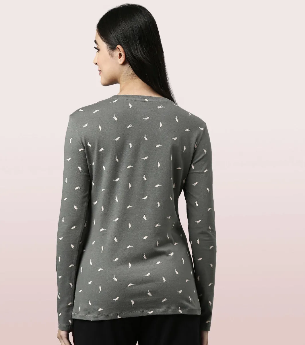 Long Sleeve Basic Crew Tee - Graphics | Crew Neck Basic Stretch Cotton Tee