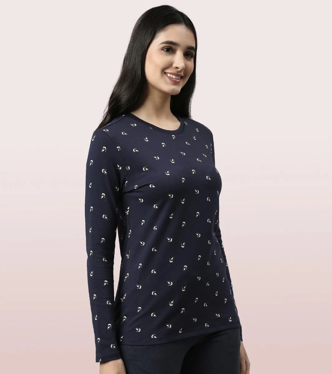Long Sleeve Basic Crew Tee - Graphics | Crew Neck Basic Stretch Cotton Tee