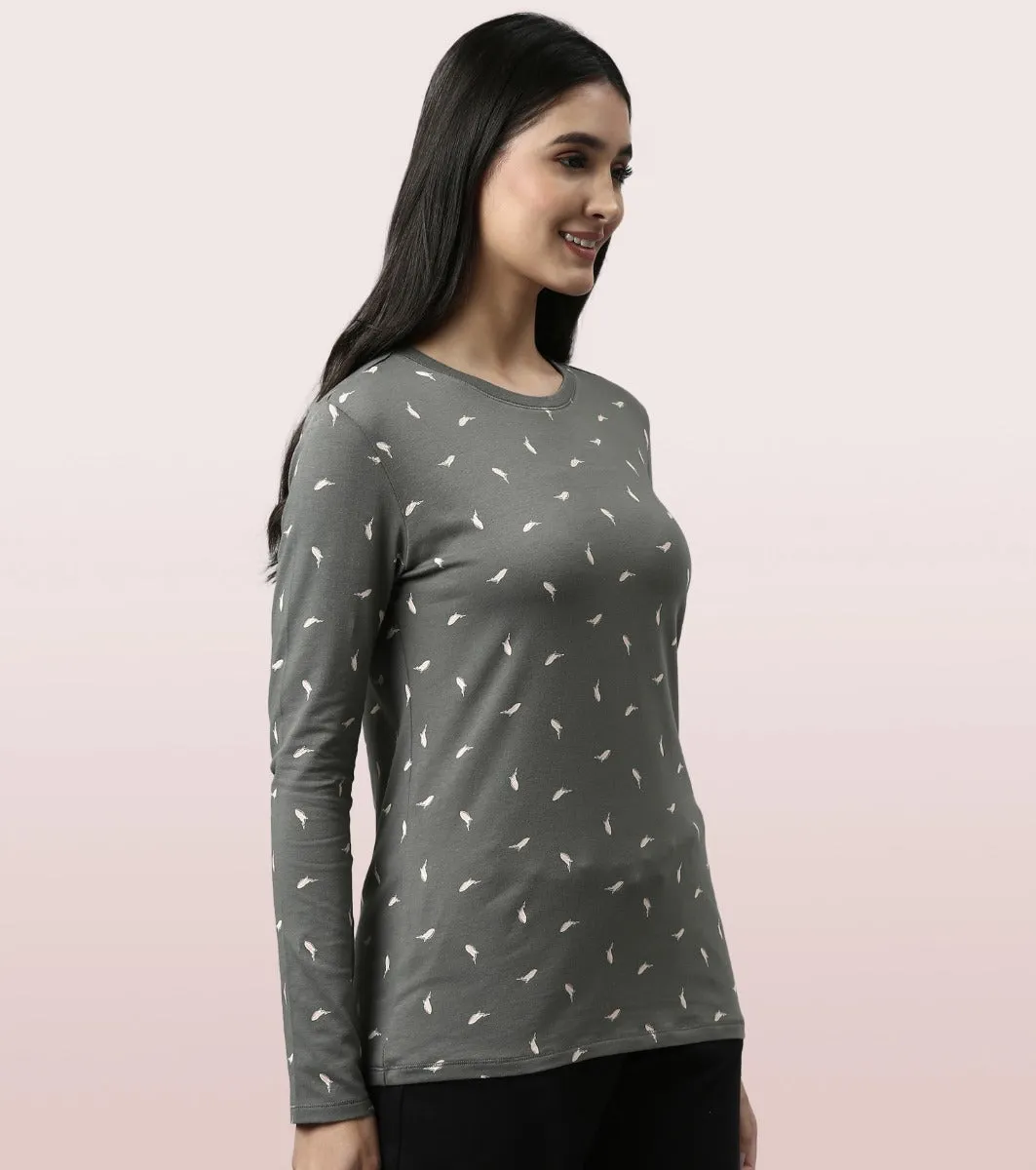 Long Sleeve Basic Crew Tee - Graphics | Crew Neck Basic Stretch Cotton Tee