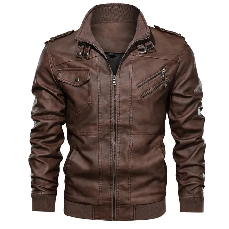 Men's Leather Jackets Autumn Casual Motorcycle PU Jacket Biker Leather Coats