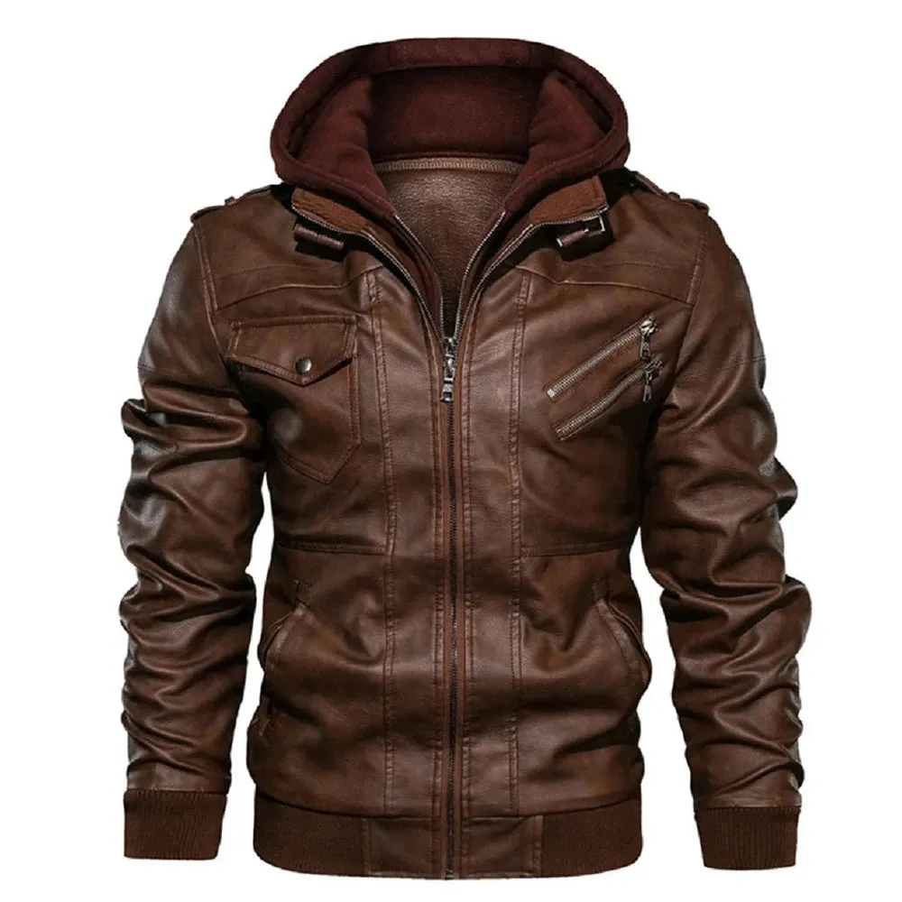 Men's Leather Jackets Autumn Casual Motorcycle PU Jacket Biker Leather Coats